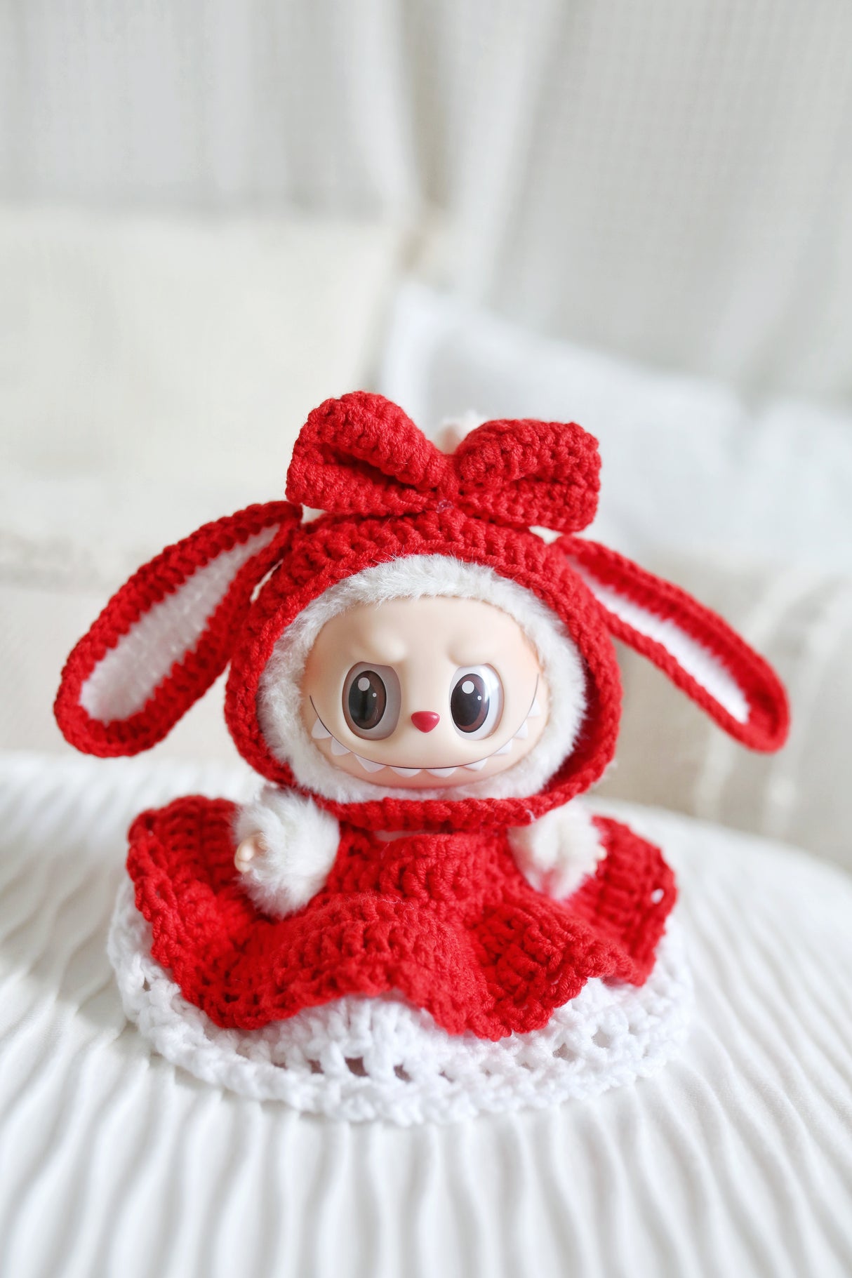 Design & Delight Gifts Crochet Outfit Set - Little Red Bow ❤️🎀