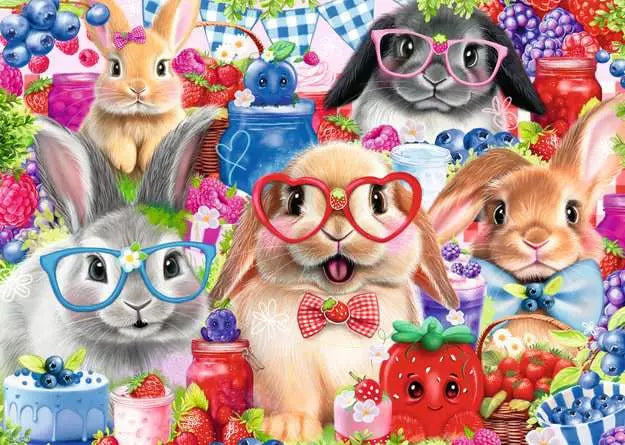 Children’s Jigsaw Puzzle Bunnies and Berries - 35 Pieces Puzzle
