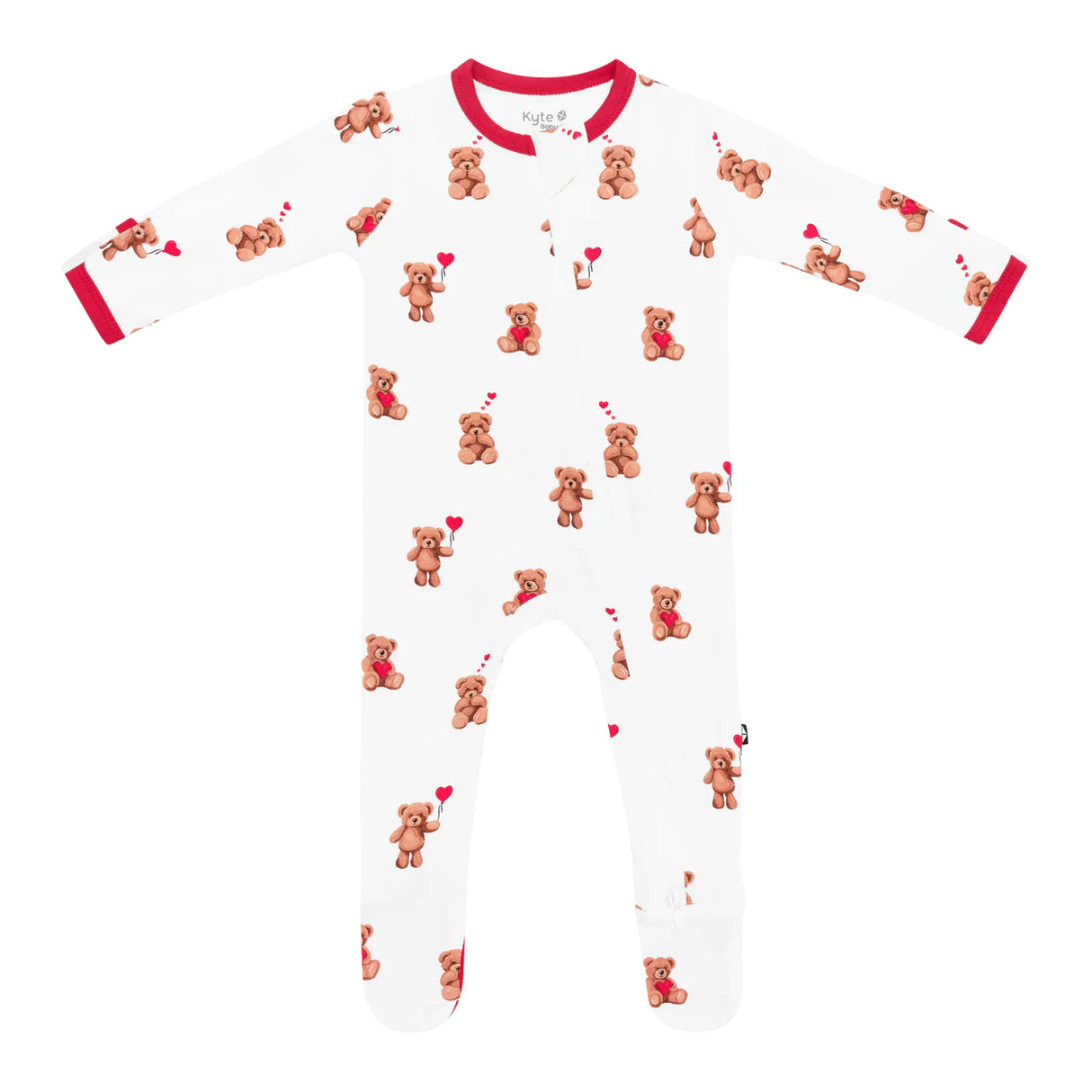 Kyte Baby Zippered Footie - Bear Hearts