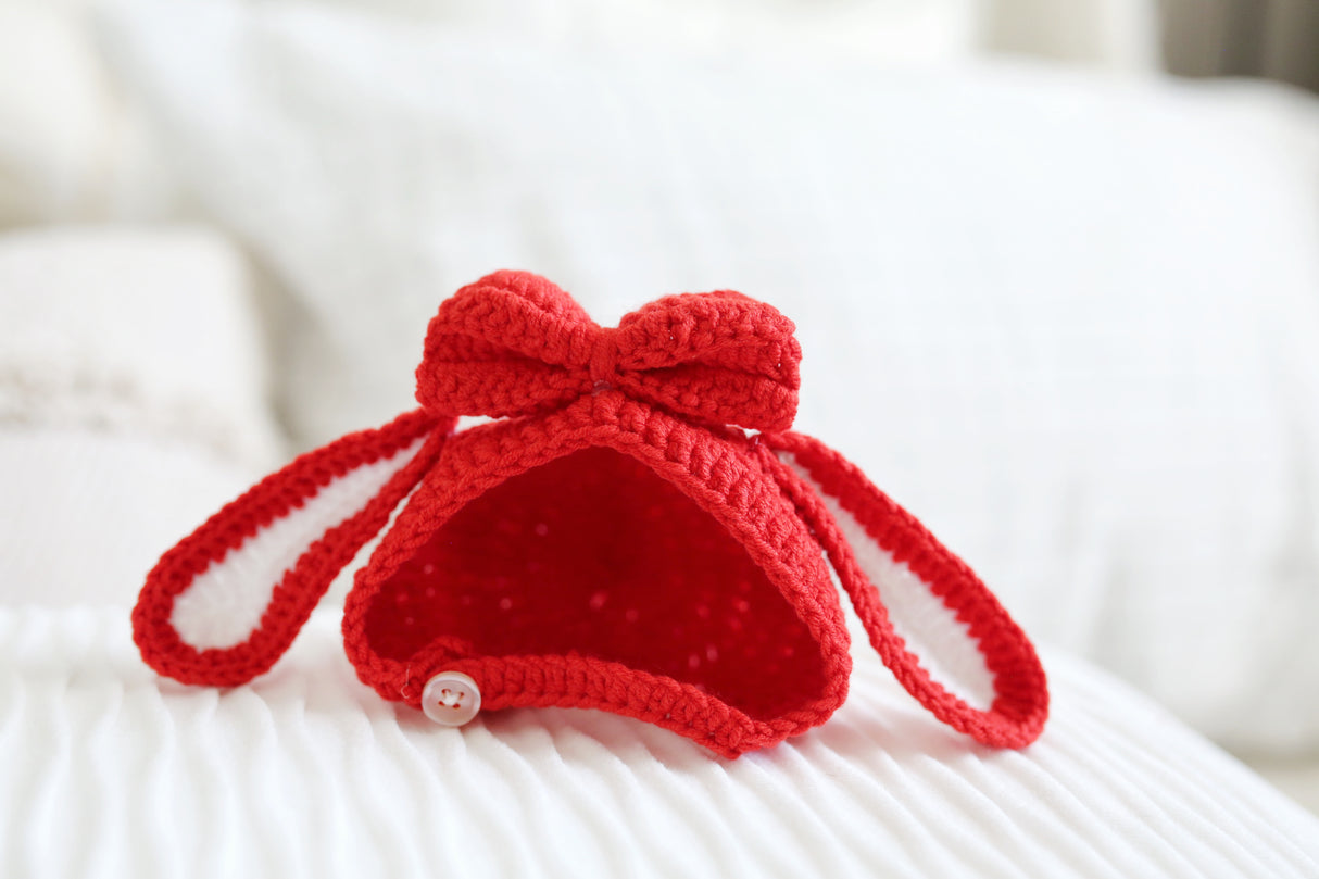 Design & Delight Gifts Crochet Outfit Set - Little Red Bow ❤️🎀
