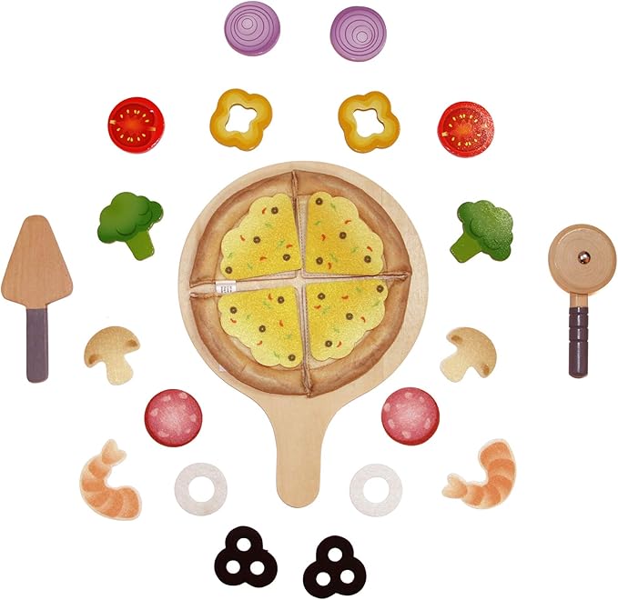 Hape Perfect Pizza Wooden Playset Kids Kitchen Pizza Oven & Delivery Box