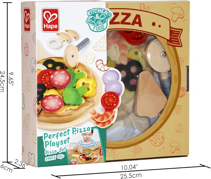Hape Perfect Pizza Wooden Playset Kids Kitchen Pizza Oven & Delivery Box