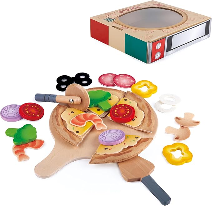 Hape Perfect Pizza Wooden Playset Kids Kitchen Pizza Oven & Delivery Box