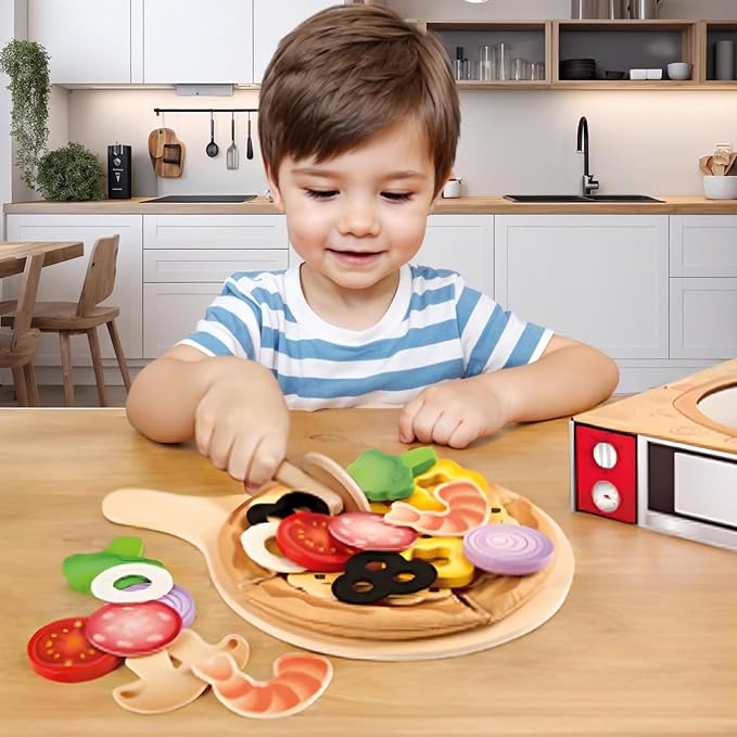 Hape Perfect Pizza Wooden Playset Kids Kitchen Pizza Oven & Delivery Box