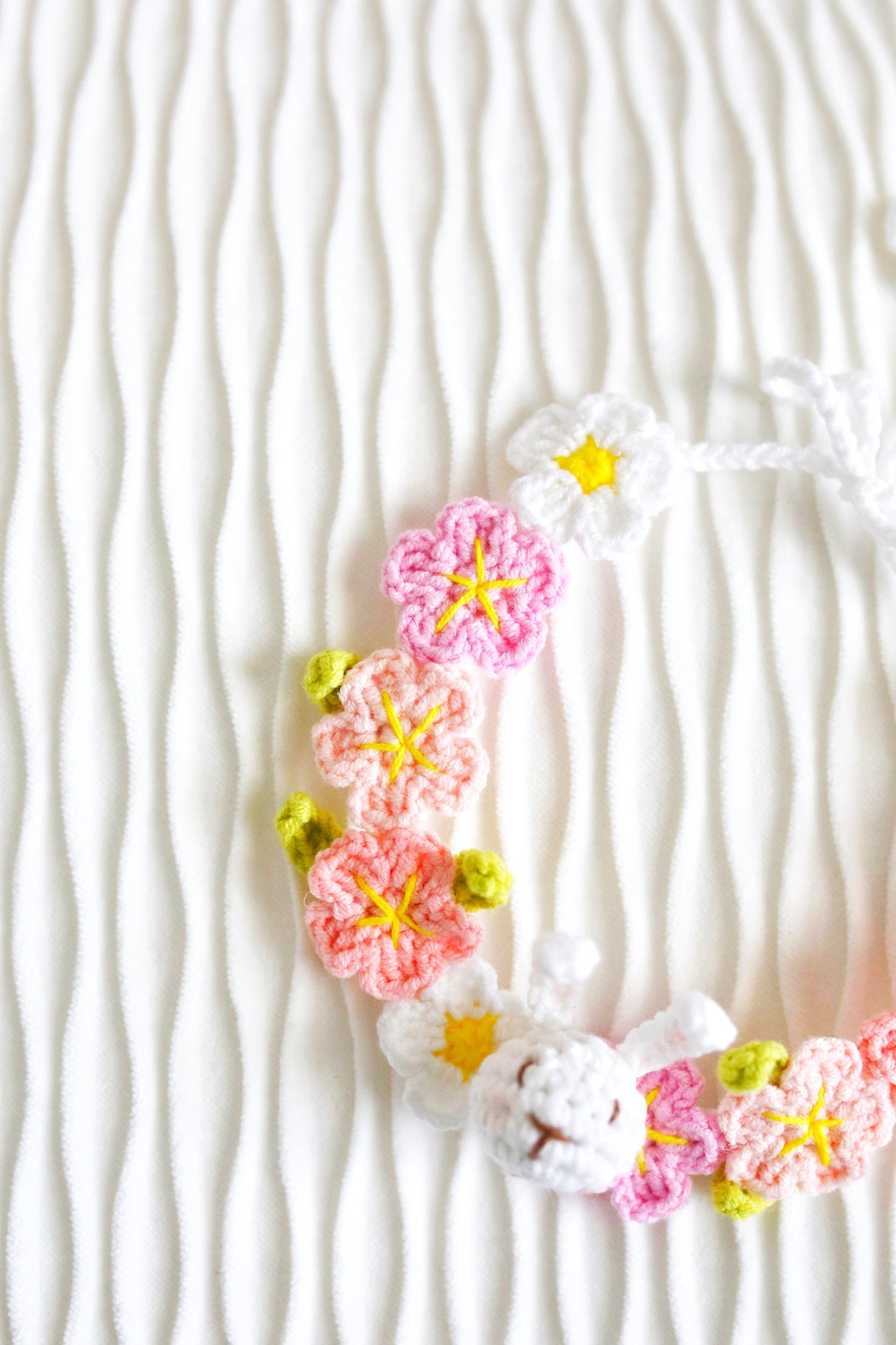 Design & Delight Gifts Crochet Bib/Collar - Blossom Bunny 🌸🐰💖
