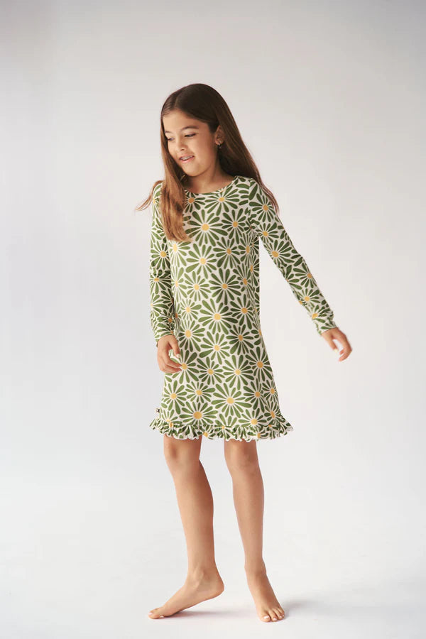 Bambi & Birdie Long Sleeve Ruffled Sleep Dress - Daisy Dreams