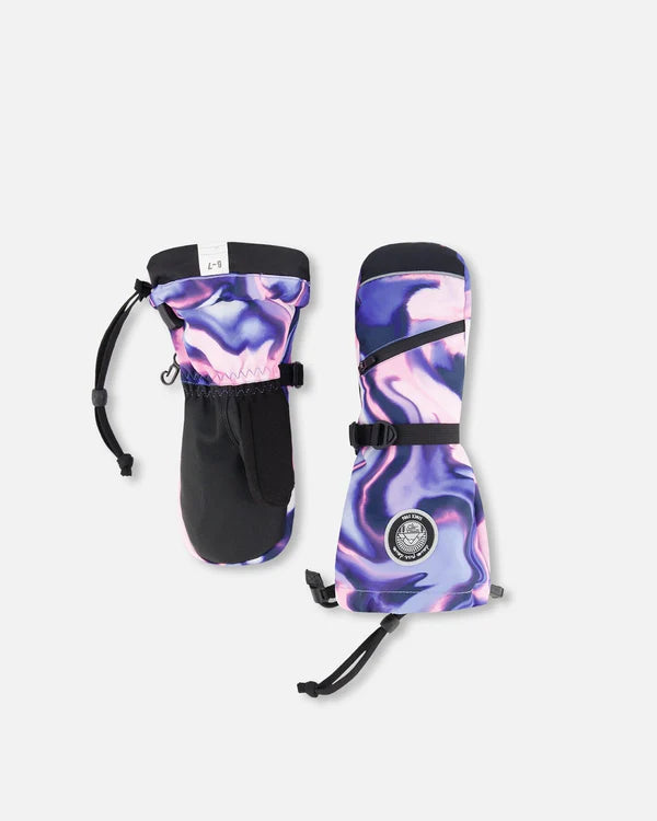 Deux Par Deux Winter Mittens Teknik Pink And Blue Marble