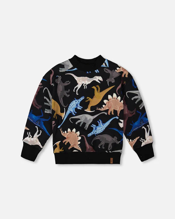 deux par deux printed fleece sweatshirt - Dino