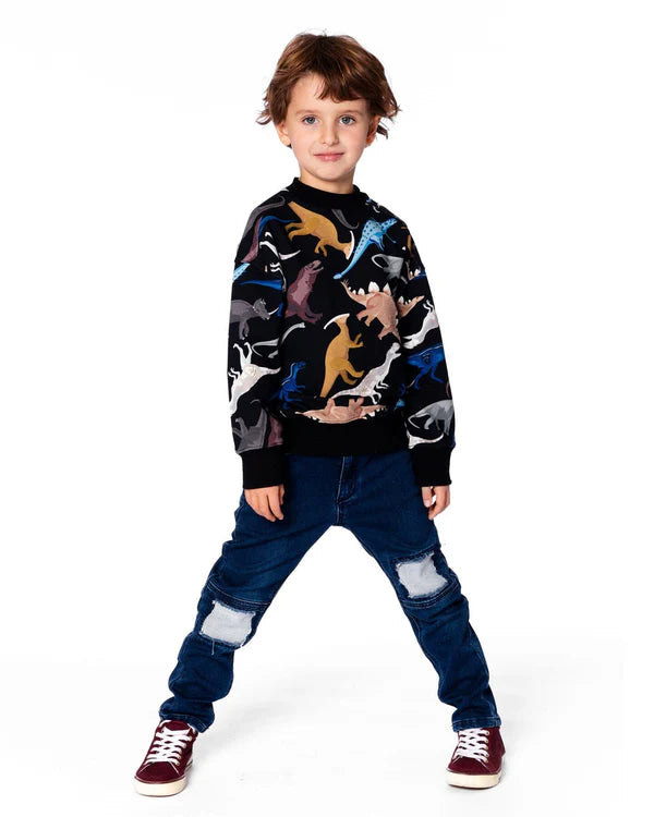 deux par deux printed fleece sweatshirt - Dino