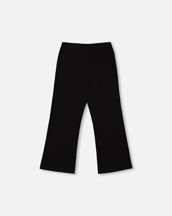 Deux Par Deux Ribbed Leggings Bootleg With Slit Black