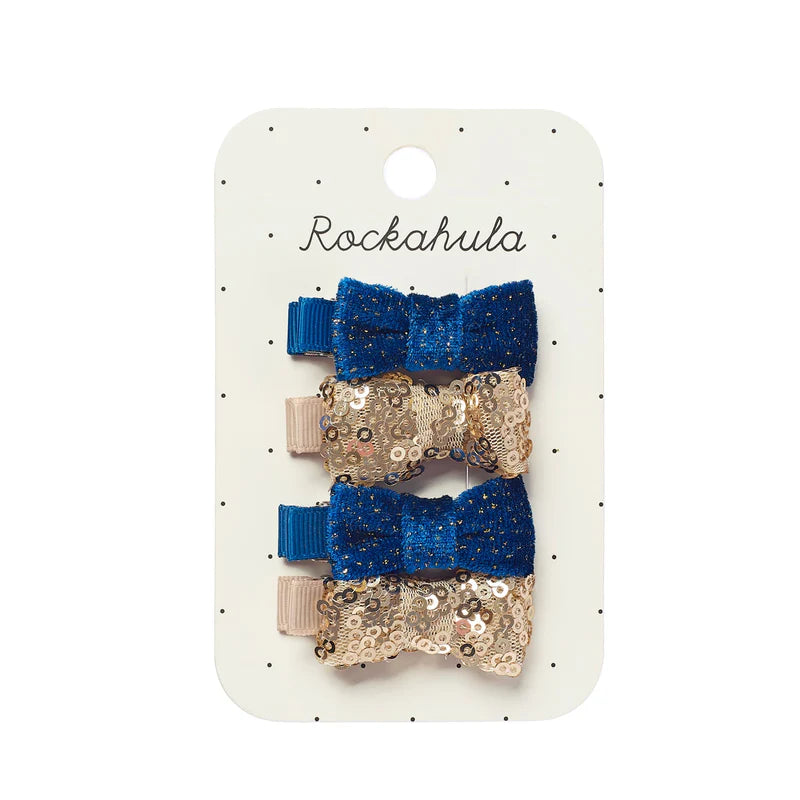 Rockahula Sequin and Velvet Mini Bow Clip Set