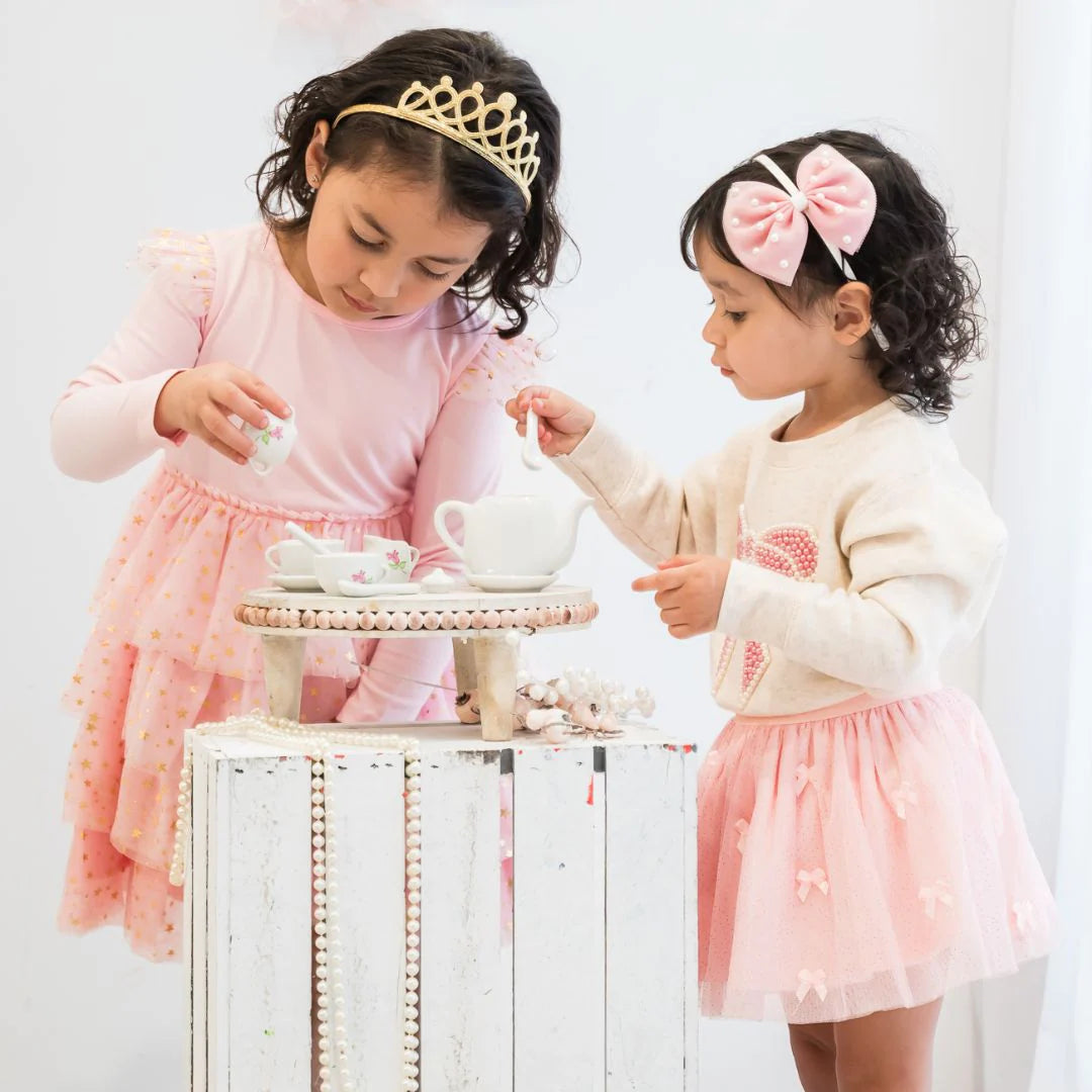 Sweetwink Pink Princess Tiered Long Sleeve Tutu Dress