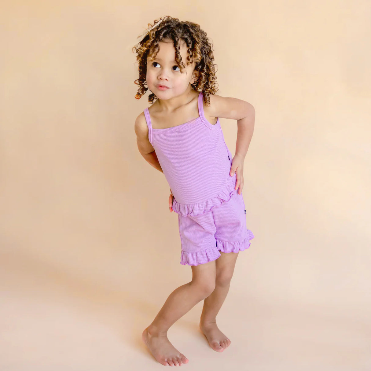 Kyte Baby Ribbed Ruffle Tank Set - Poi