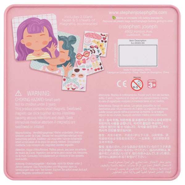 Stephen Joseph Funny Face Magnetic Travel Tin Set - Girl