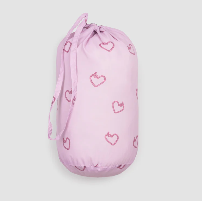 Miles the Label Heart Print on Orchid Hooded Packable