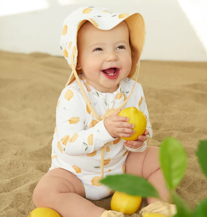 Petit lem Long-Sleeve Rashguard Set - Lemon Print