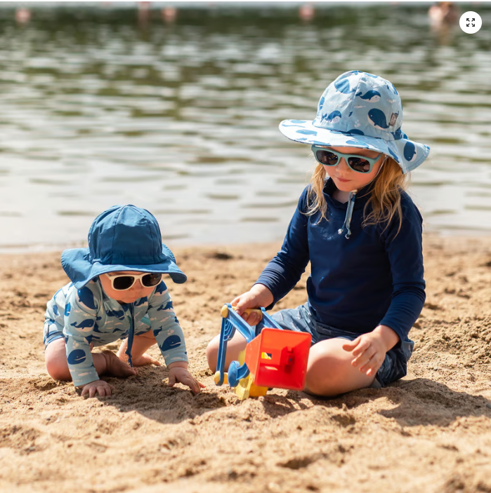 Jan & Jul Kids Cotton Floppy Hats - Blue Whale