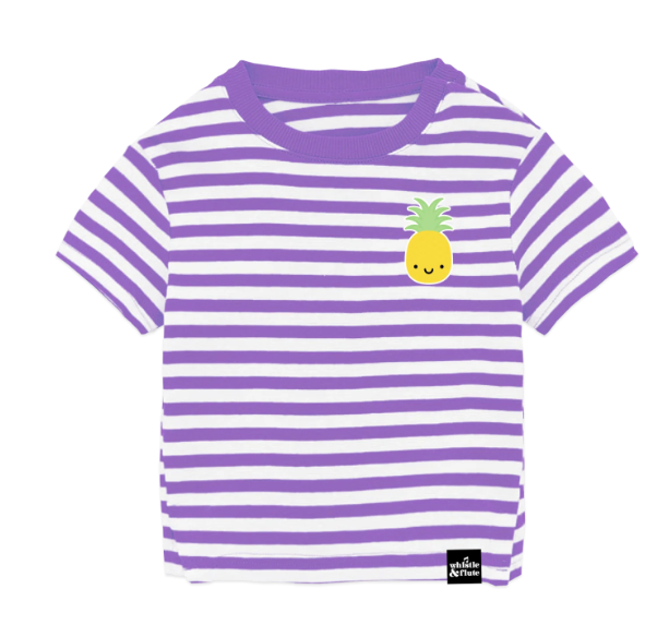 Whistle & Flute Kawaii Pineapple Striped T-Shirt - Purple