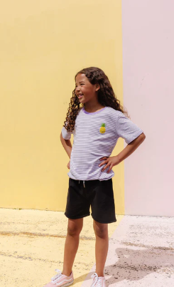 Whistle & Flute Kawaii Pineapple Striped T-Shirt - Purple