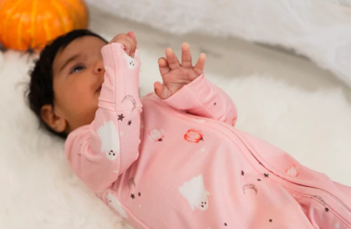 Belan.J Footless Sleeper with Fold-Over Cuffs - Pink Ghosts
