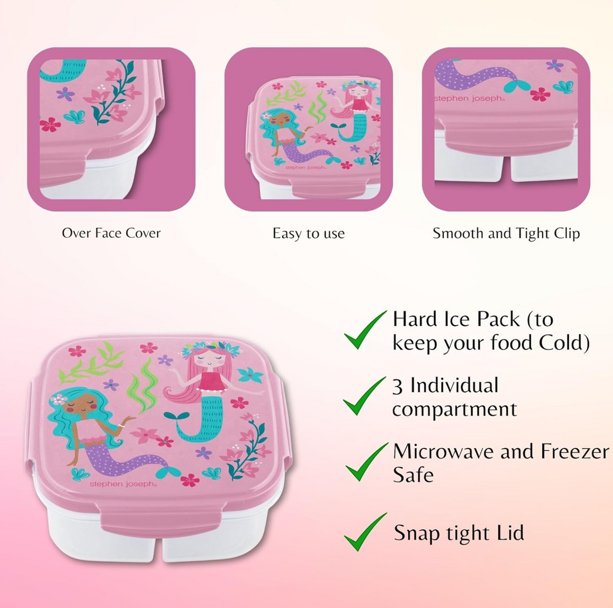 Stephen Joseph Snack Box with Ice Pack - Mermaid