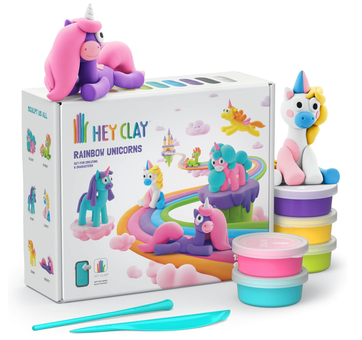Hey Clay Rainbow Unicorns Set