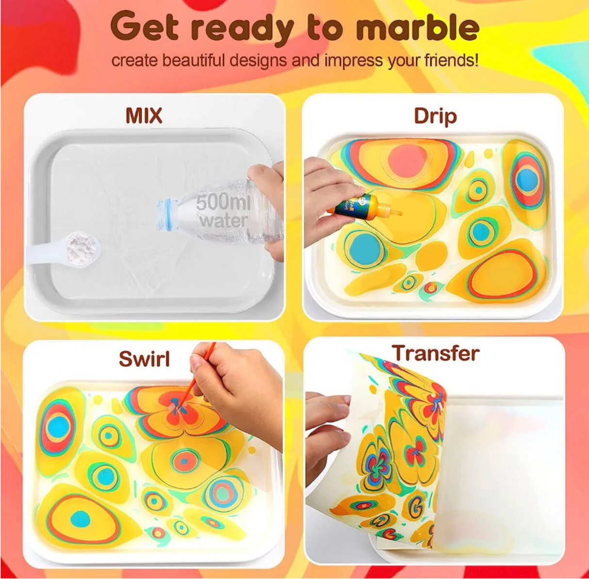 Jar Meló Marbling Paint Kit - 6 Colors