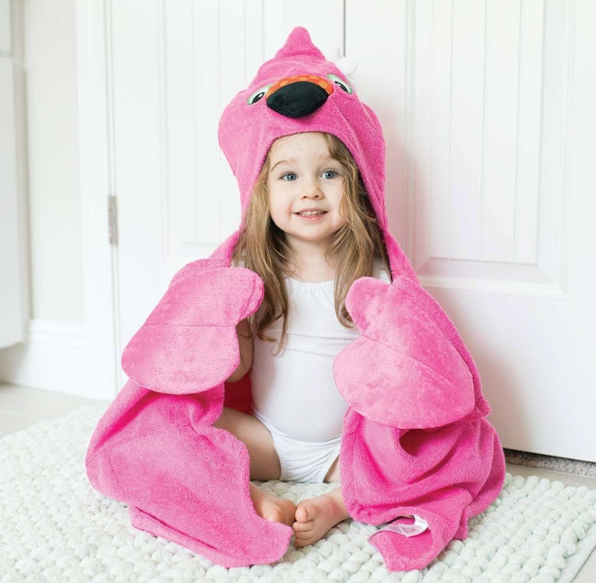 Zoocchini Toddler Hooded Towel - Flamingo