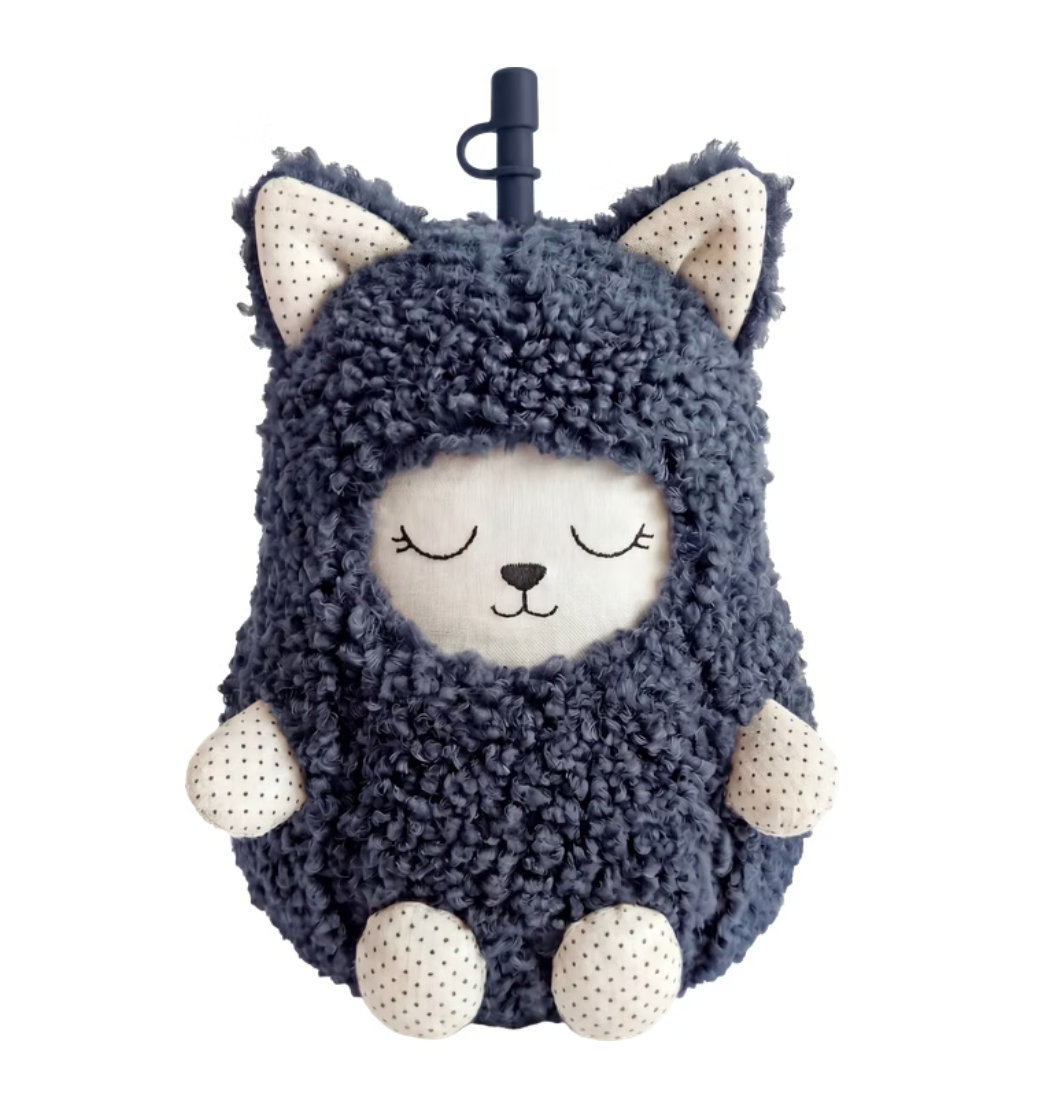 Asobu Fuzzie Plush Covered Straw Tumbler - Mittens the Kitten