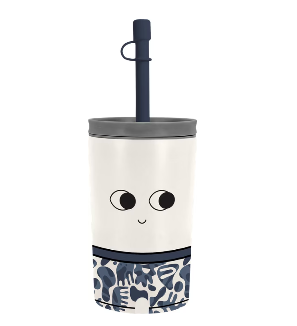 Asobu Fuzzie Plush Covered Straw Tumbler - Mittens the Kitten