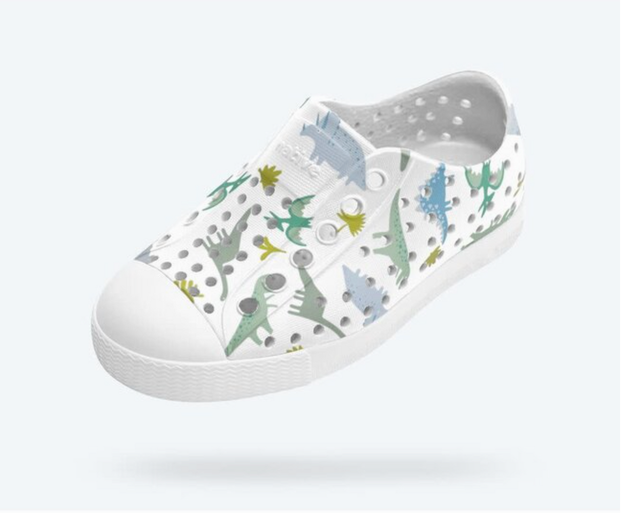 Native Jefferson Print Shoes - Shell White/ Shell White/ Flux Alpine Dino
