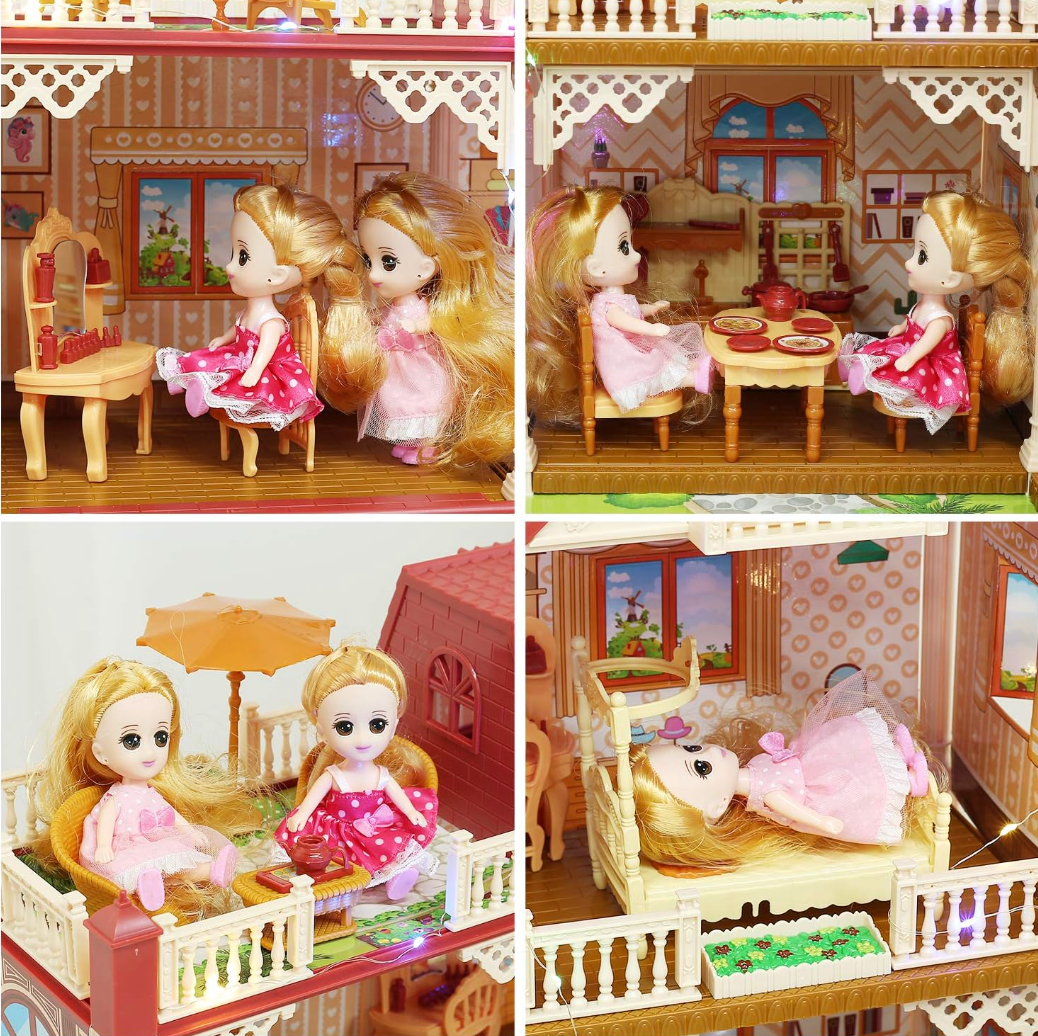 Cute Stone DIY 5-Room Dollhouse Playset