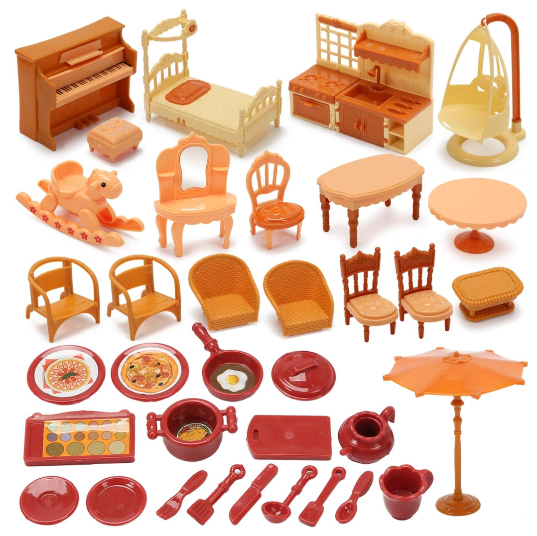 Cute Stone DIY 5-Room Dollhouse Playset