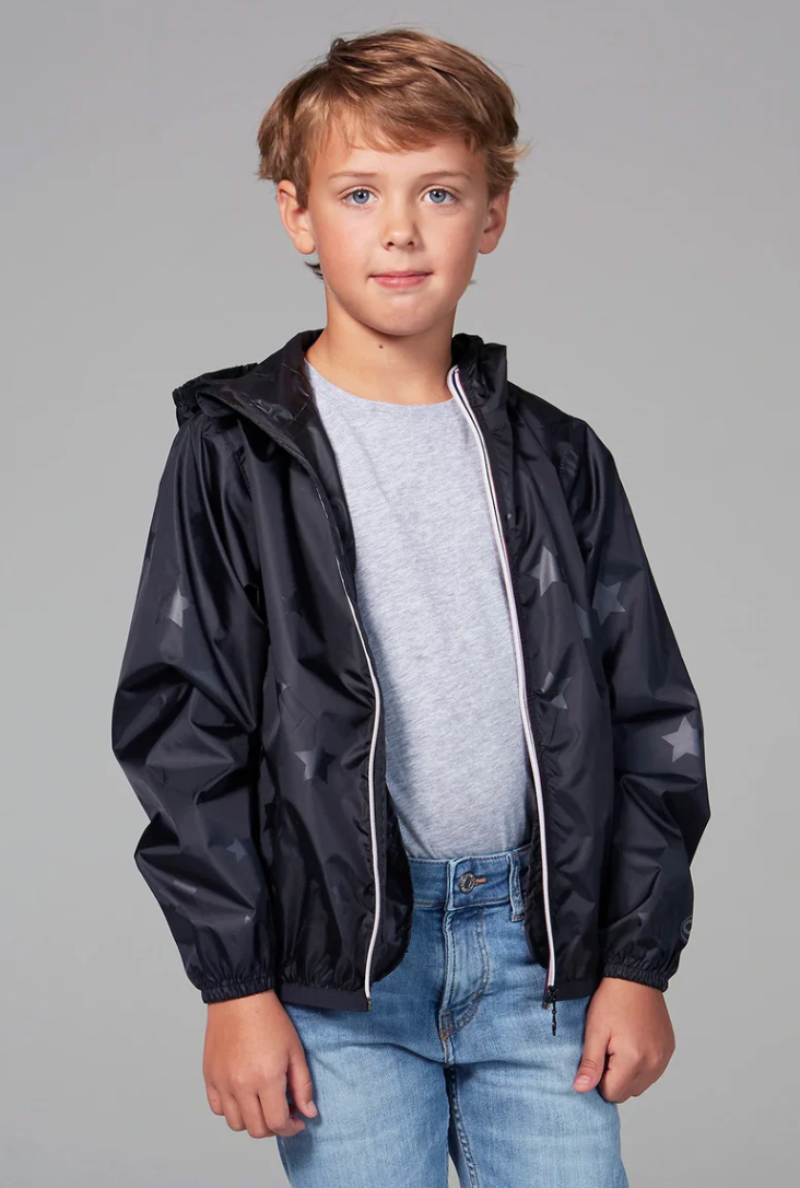O8 Kids Full-Zip Packable Rain Jacket and Windbreaker - Gloss Stars