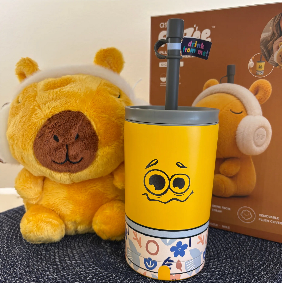 Asobu Fuzzie Plush Covered Straw Tumbler - Capybara