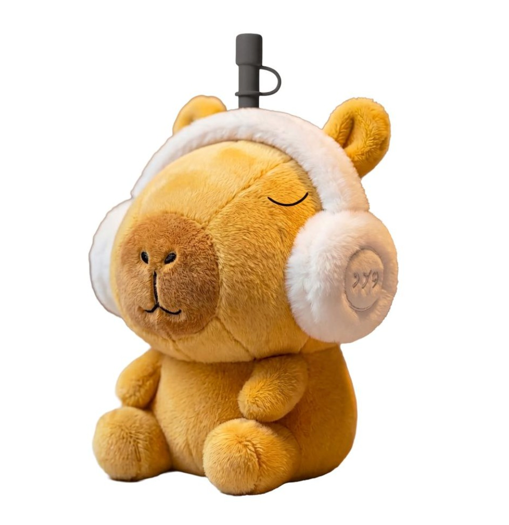 Asobu Fuzzie Plush Covered Straw Tumbler - Capybara