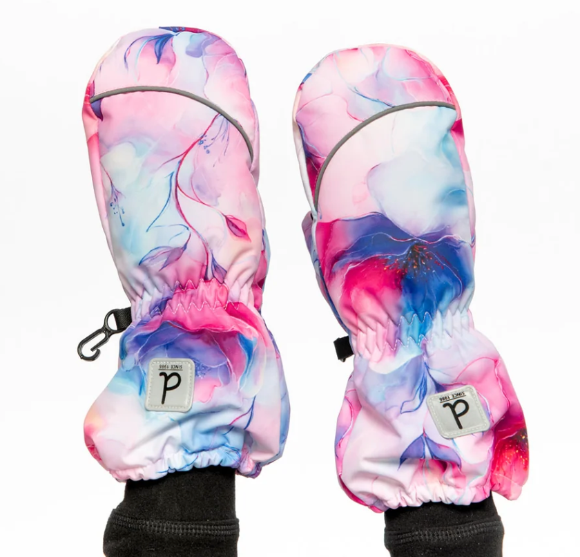 Deux Par Deux Play Winter Mittens - Mauve Flower Print
