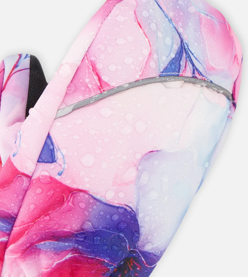 Deux Par Deux Play Winter Mittens - Mauve Flower Print