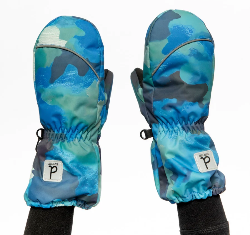 Deux Par Deux Play Winter Mittens - Blue Camouflage
