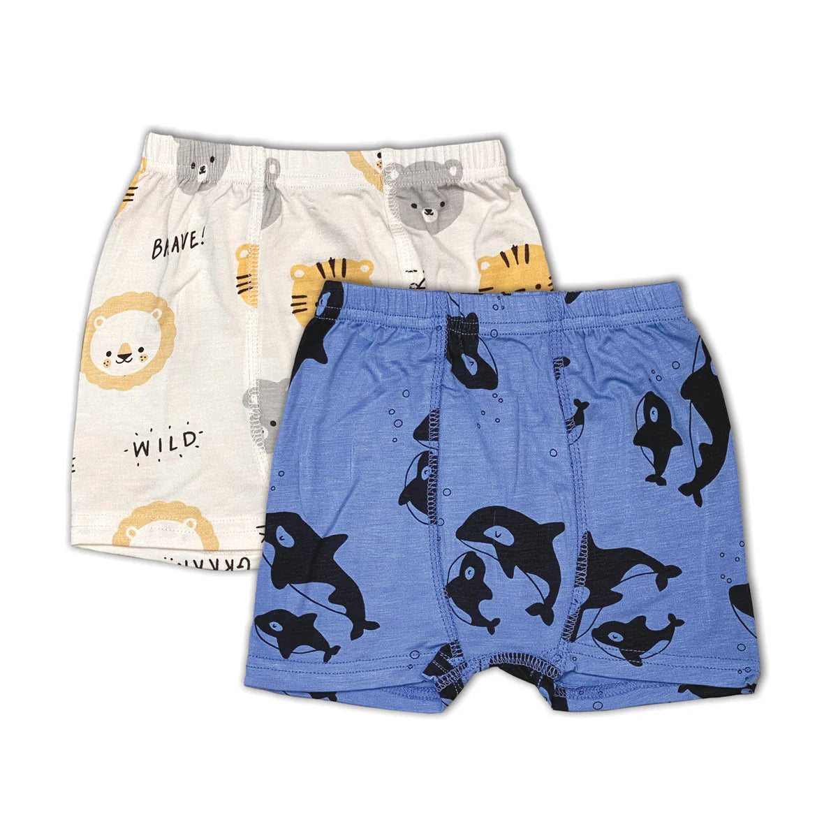 Silkberry Bamboo Underwear Shorts 2 Pack - Lion Tiger Bears/Orca