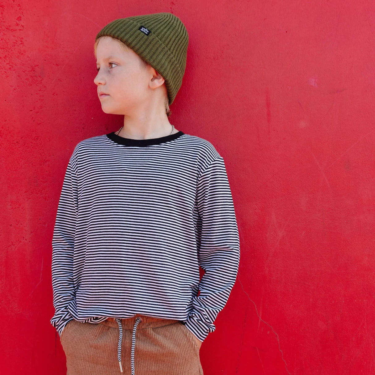 Whistle & Flute Ribbed Beanie - Olive