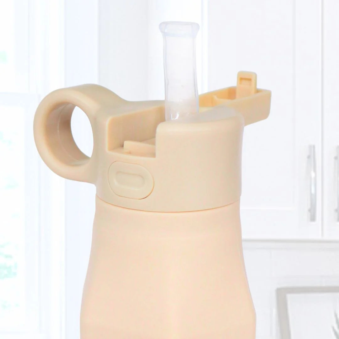 Kids Silicone Water Bottle - Almond