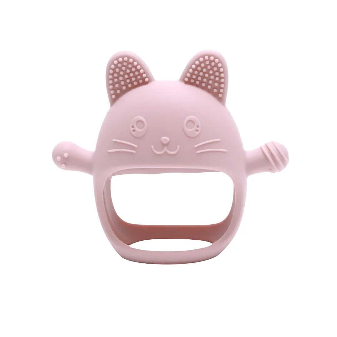 Cat Silicone Teething Mitt - Dusty Pink