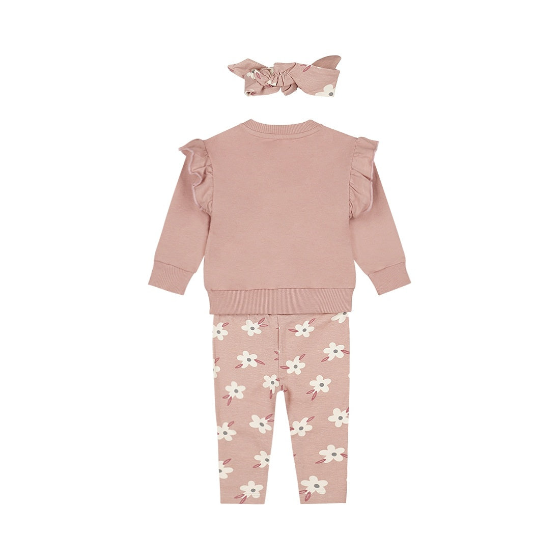 Dirkje Girls' Set Sweater Trousers Hairband Soft Pink Flower