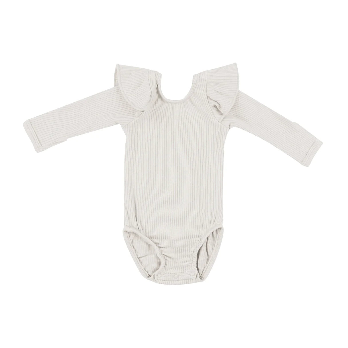 Kyte Baby Ribbed Long Sleeve Ruffle Leotard - Oat