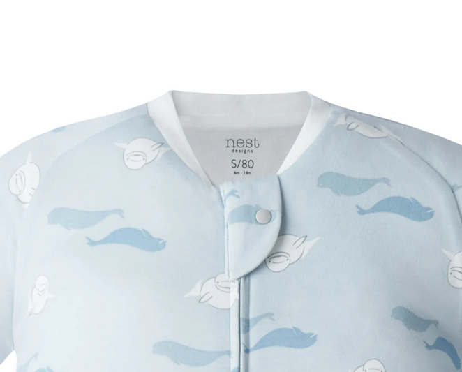 Nest Organic Cotton Long Sleeve Footed Sleep Bag 1.0 - Beluga Boogie