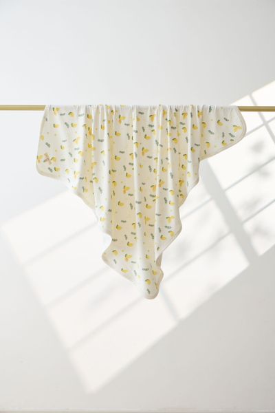 Blara Organic Lemon Print Blanket 100x100cm