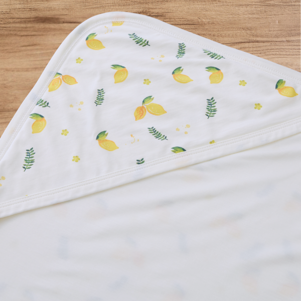 Blara Organic Lemon Print Blanket 100x100cm