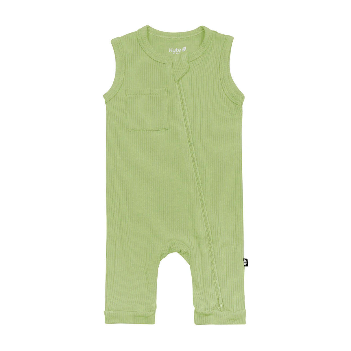 Kyte baby Ribbed Zippered Sleeveless Romper in Honu