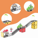 PicassoTiles Race Car Track Slider Racing Building Set 62pc